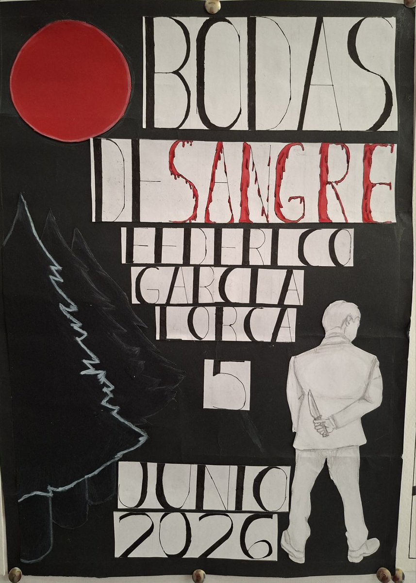 iestdp's tweet photo. El alumnado de 4ºESO prepara, en Plástica, los carteles anunciando la obra 'Bodas de sangre', de Lorca, que representaron el 5 de junio, en Lengua, en conmemoración de su nacimiento. https://t.co/4LHprt8fJQ