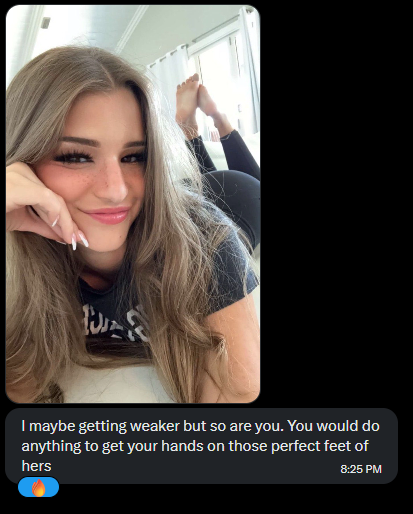 VetBattler's tweet photo. I just lost a #wankbattle against @ragedspam39!

I thought it would be easy to resist them judging from the first turns, but once they started using Brooke's feet on me I couldn't do anything other than flame over and over~

I'm just too weak for Mommy's perfect feet~ 😵‍💫 https://t.co/FczYP4vaNx