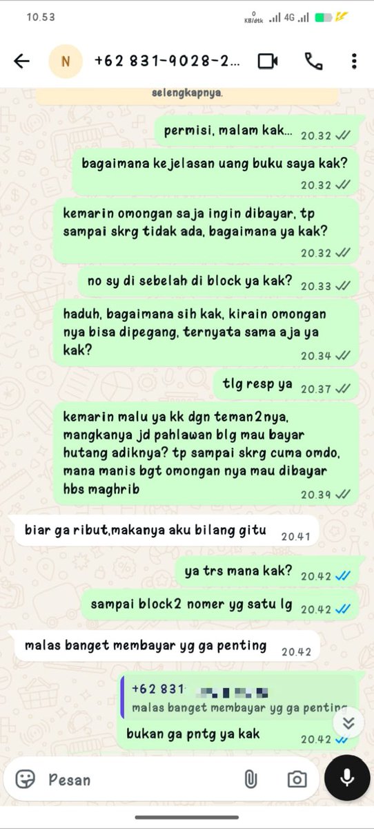gladisarth's tweet photo. menurut kalian gimana ya? gua harus ngapain kalau udah di posisi ini?
disini ceritanya adek nya yang di chat itu nitip buku sama gua (belinya online), pas buku nya udah datang malah ga mau bayar. gua udah samperin rumahnya 2x https://t.co/XUSSXlzUnQ