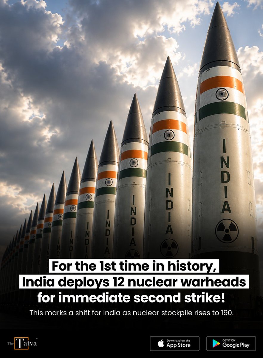 Kapy407's tweet photo. For the 1st time in history, India deploys 12 nuclear warheads for immediate second strike!

Shared via TheTatva App
https://t.co/wKDxYPrJAU https://t.co/L87mHMuAjW
