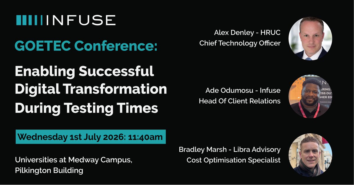 InfuseGroup's tweet photo. We’re excited to be speaking at the 𝗚𝗢𝗘𝗧𝗘𝗖 𝗖𝗼𝗻𝗳𝗲𝗿𝗲𝗻𝗰𝗲 𝟮𝟬𝟮𝟲  

Join us for our session: 𝗘𝗻𝗮𝗯𝗹𝗶𝗻𝗴 𝗦𝘂𝗰𝗰𝗲𝘀𝘀𝗳𝘂𝗹 𝗗𝗶𝗴𝗶𝘁𝗮𝗹 𝗧𝗿𝗮𝗻𝘀𝗳𝗼𝗿𝗺𝗮𝘁𝗶𝗼𝗻 𝗗𝘂𝗿𝗶𝗻𝗴 𝗧𝗲𝘀𝘁𝗶𝗻𝗴 𝗧𝗶𝗺𝗲𝘀 

📅 Wednesday 1st July 2026 
🕚 11:40am https://t.co/HOjOirRKzj
