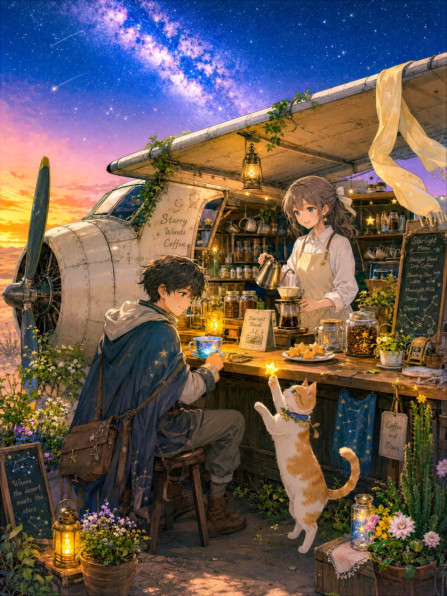 Desert Night Airplane Cafe Story