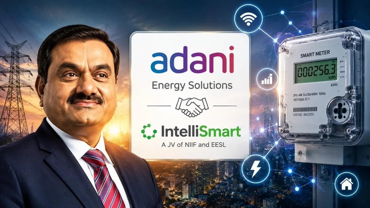 BharatTechIND's tweet photo. 🚨 Adani Energy Solutions to Acquire IntelliSmart for Rs 3,050 crore, to Become India's Largest Smart Metering Platform. https://t.co/tXWKNv4MUM