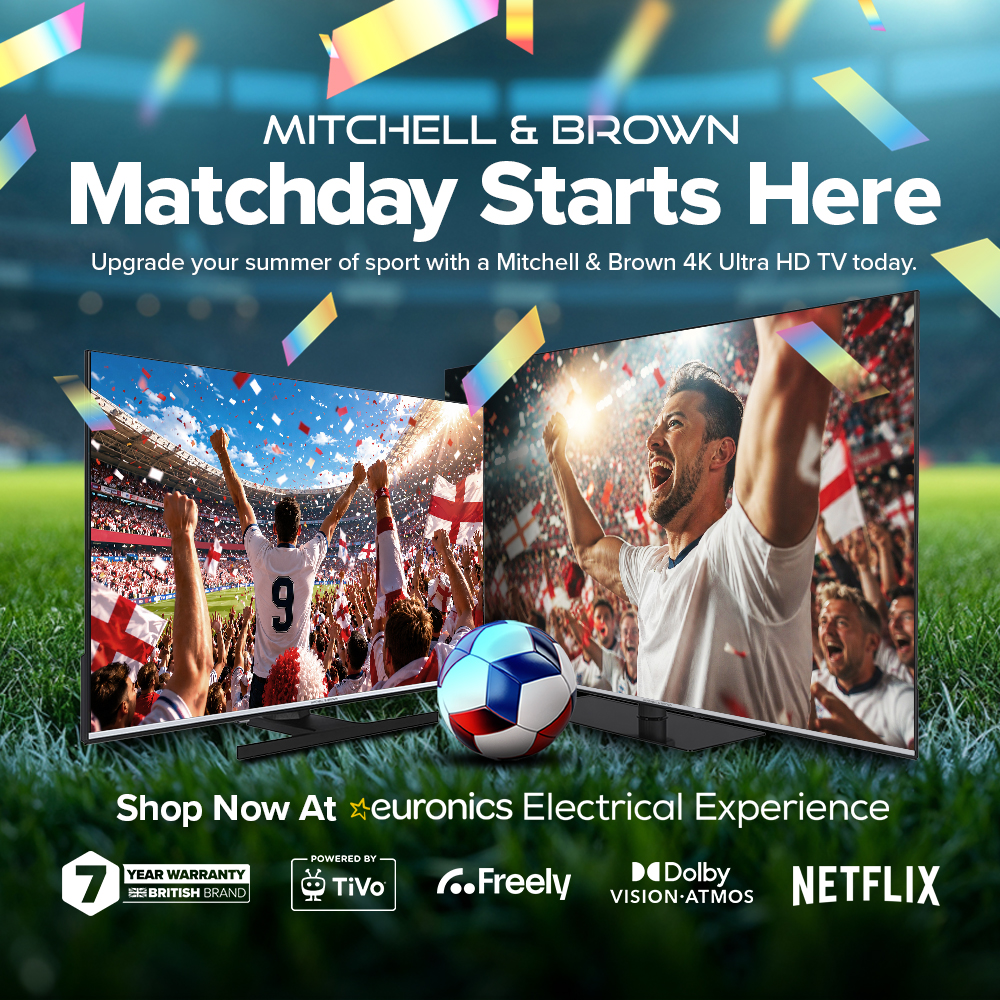 EELeigh_'s tweet photo. ⚽ Matchday Starts Here! This Summer Upgrade to a Mitchell &amp; Brown 4K Ultra HD TV at Electrical Experience. Stunning picture quality, Dolby Vision &amp; Atmos, built-in streaming apps, plus a 7-Year Warranty.

Shop now: https://t.co/SnUUnXnUvf

#Euronics #Leigh https://t.co/Xp9yng4MEJ