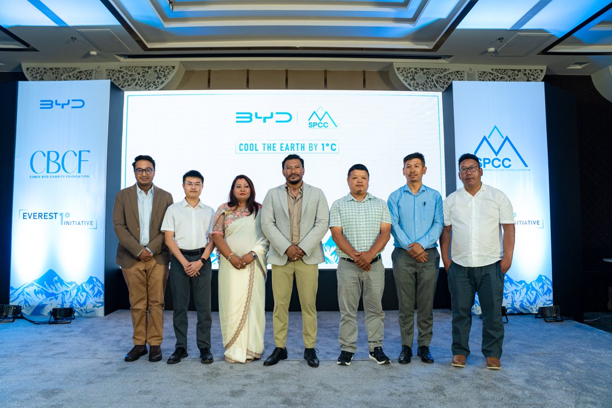 BYD_Cimex's tweet photo. We're excited to announce the Cimex BYD Charity Foundation (CBCF) and the Sagarmatha Pollution Control Committee (SPCC) collaboration for the "Everest 1° Initiative".

A shared commitment to protecting the Himalayas and advancing sustainability.

#Everest1Degree https://t.co/gteqExEQSl