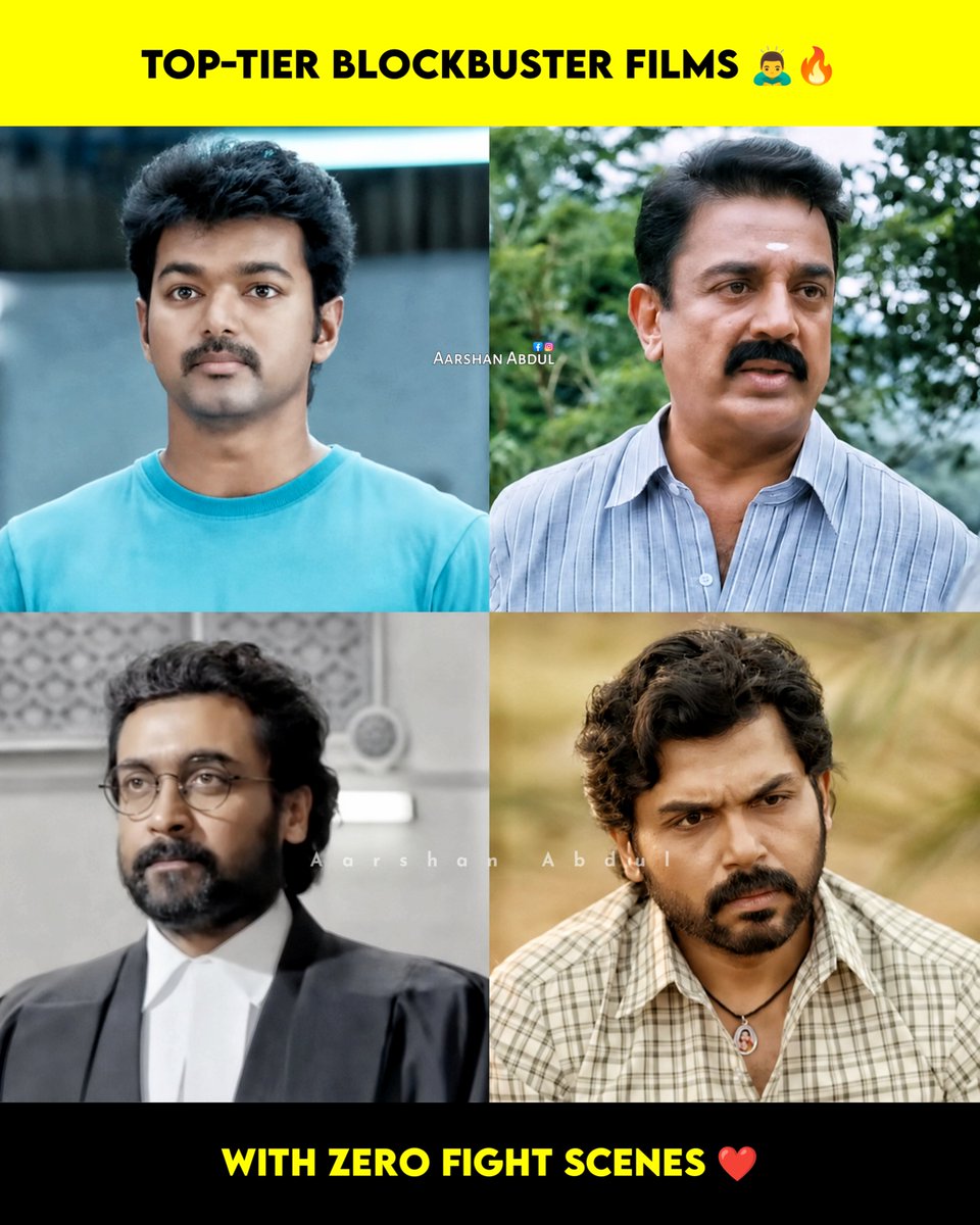 AarshanAbdul's tweet photo. Top-Tier Blockbuster Films with Zero Fight Scenes 🙇‍♂️🔥 https://t.co/C1qn938hes
