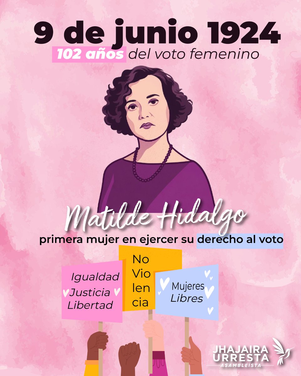 EGuzmanurresta's tweet photo. 102 años del voto femenino en Ecuador. Recordamos a Matilde Hidalgo, pionera de los derechos políticos de las mujeres y símbolo de una ciudadanía más igualitaria.
Como Presidenta del Grupo por los Derechos de las Mujeres, reafirmo mi compromiso de impulsar acciones y reformas que contribuyan a erradicar la violencia, garantizar la igualdad de oportunidades y fortalecer la protección de los derechos de todas las mujeres y niñas del Ecuador.