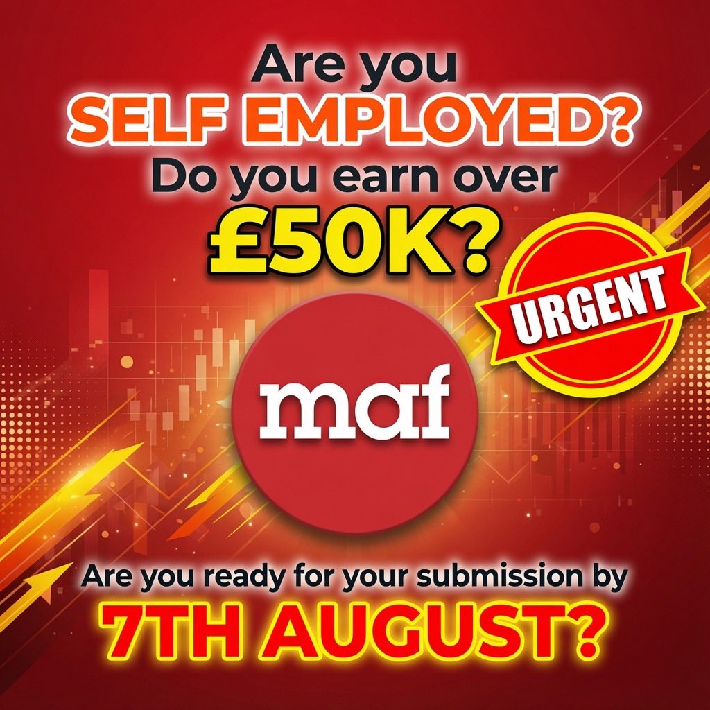 MyAccFriend's tweet photo. 🚨 HMRC WARNING: Self-employed earning over £50k — they’re expecting your submissions by 7th August or you’ll face penalties! 

Don’t get caught out. 

#SelfEmployed #HMRC #TaxDeadline #MAF https://t.co/N07IbqUCfu