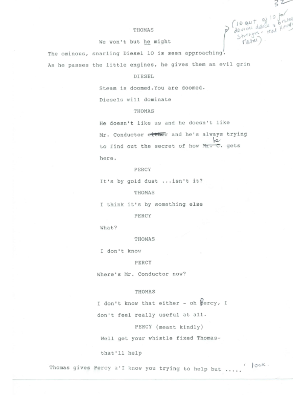 starlightfan02's tweet photo. The very first scene ever written for Diesel 10 from TATMR's first draft in November 1997
And it's qutie a trip, cause not only is Diesel 10 introduced rather late into story (Page 31 to 34 of a 125 page draft)
But what on earth do you mean Mr. C jumps "into one of his wheels" https://t.co/TbJoOrZ1bC