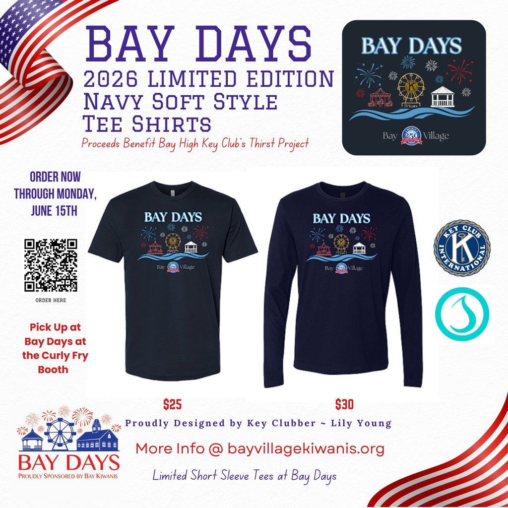 BayWesterly's tweet photo. Look festive at Bay Days while helping Bay High Key Club raise funds for clean water wells in Africa...order your T-shirt by June 15! https://t.co/fhLpApc1UP