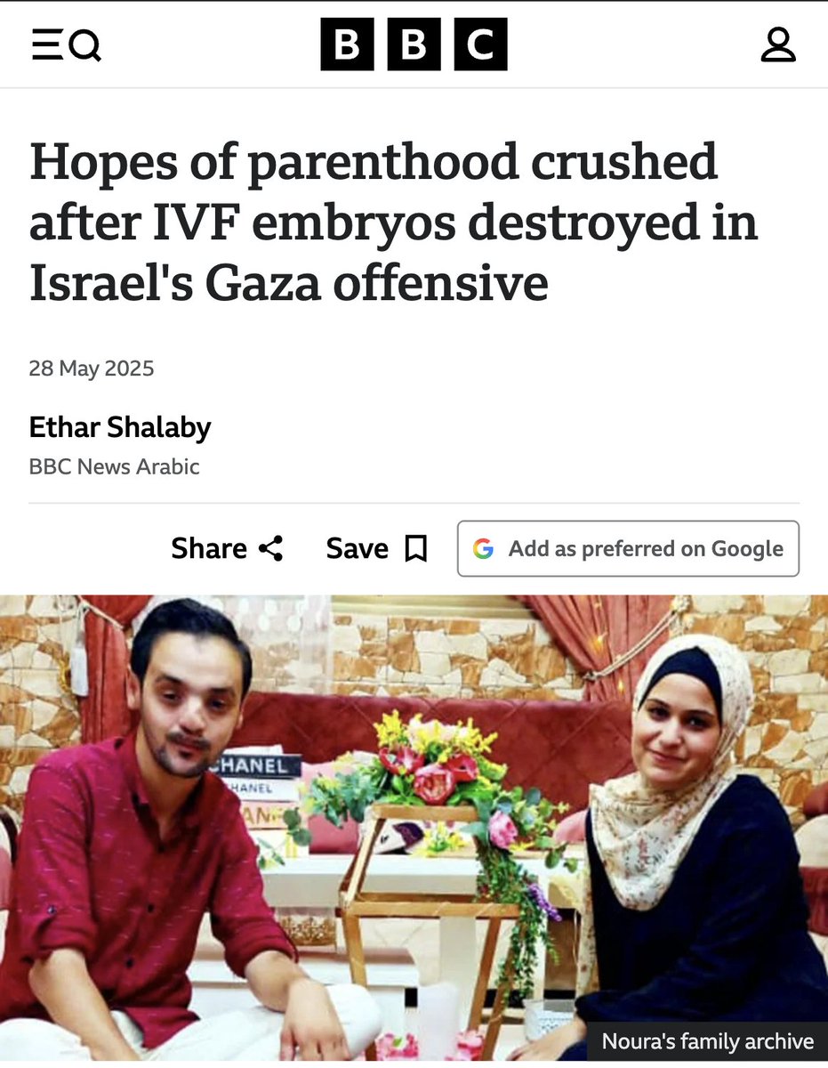 muhammadshehad2's tweet photo. Israel's cruelest & clearest genocidal act in Gaza was the deliberate bombing & burning of Gaza's fertility clinics & IVF centres

Over 5,000 embryos, unborn babies, murdered in a single strike!

How can anyone argue "it's not a genocide" when the evidence is beyond any doubt? Why would Israel systematically destroy Gaza's IVF clinics one by one?