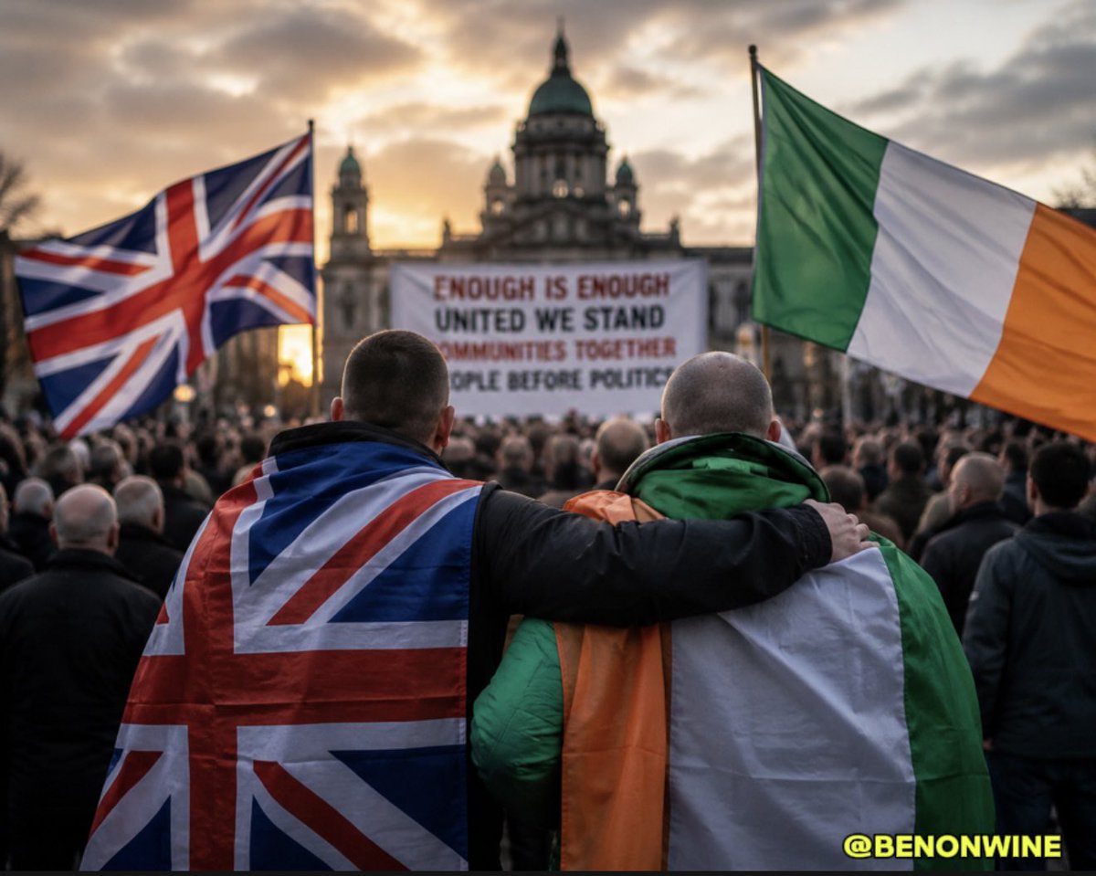 benonwine's tweet photo. Irish nationalist groups say they will travel to Belfast at 7pm tonight to stand alongside British unionists following the shocking attack that has stunned Northern Ireland.

If that happens, it will be a powerful statement.

People who have spent generations on opposite sides of political and constitutional debates coming together to send the same message:

Enough is ENOUGH.