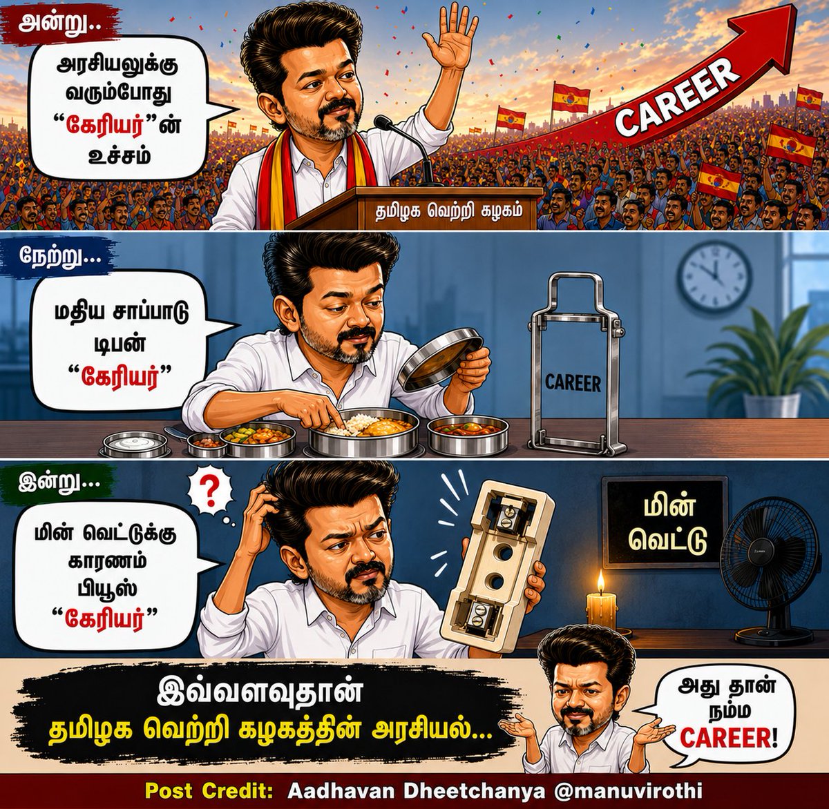DravidanSol's tweet photo. "கேரியர்" மூன்று படிநிலைகள் 

Post Credit: Aadhavan Dheetchanya @manuvirothi https://t.co/qbnU33c26I