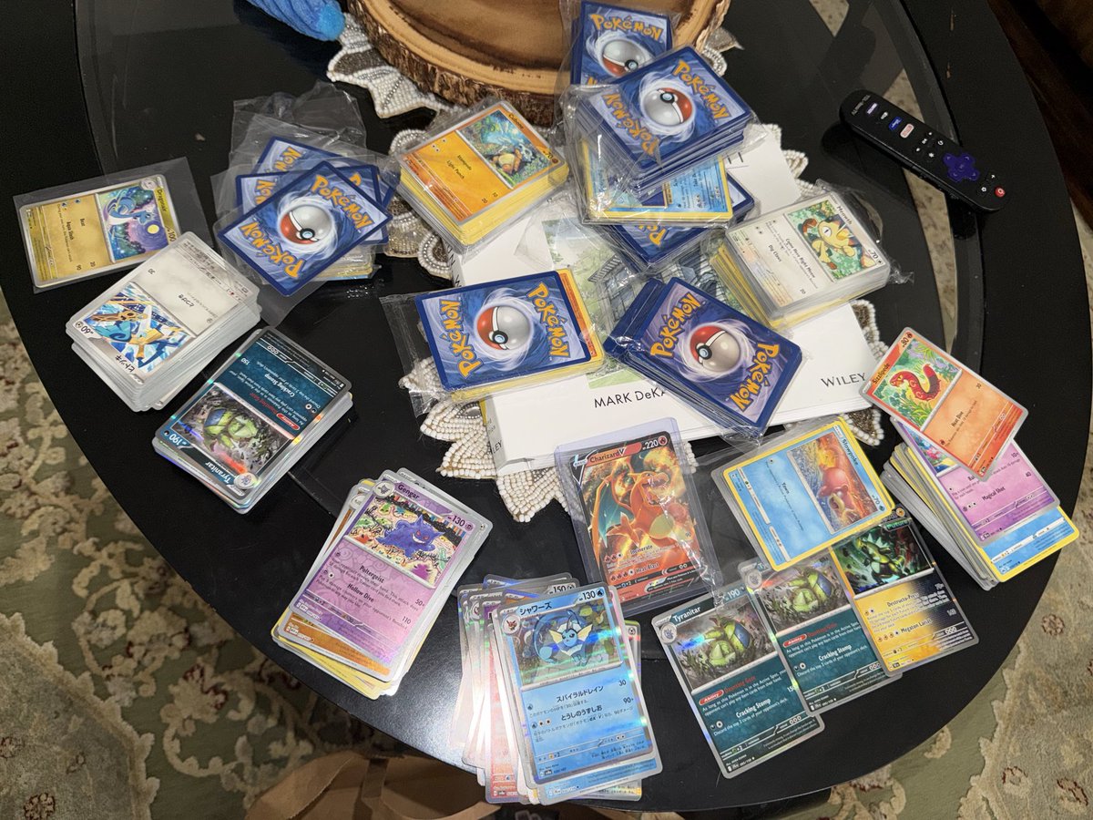 nbkguapo's tweet photo. Got all these cards for $5 at a garage sale over the weekend…. I know nothing about Pokémon cards LOL https://t.co/vMRbyh1YjI