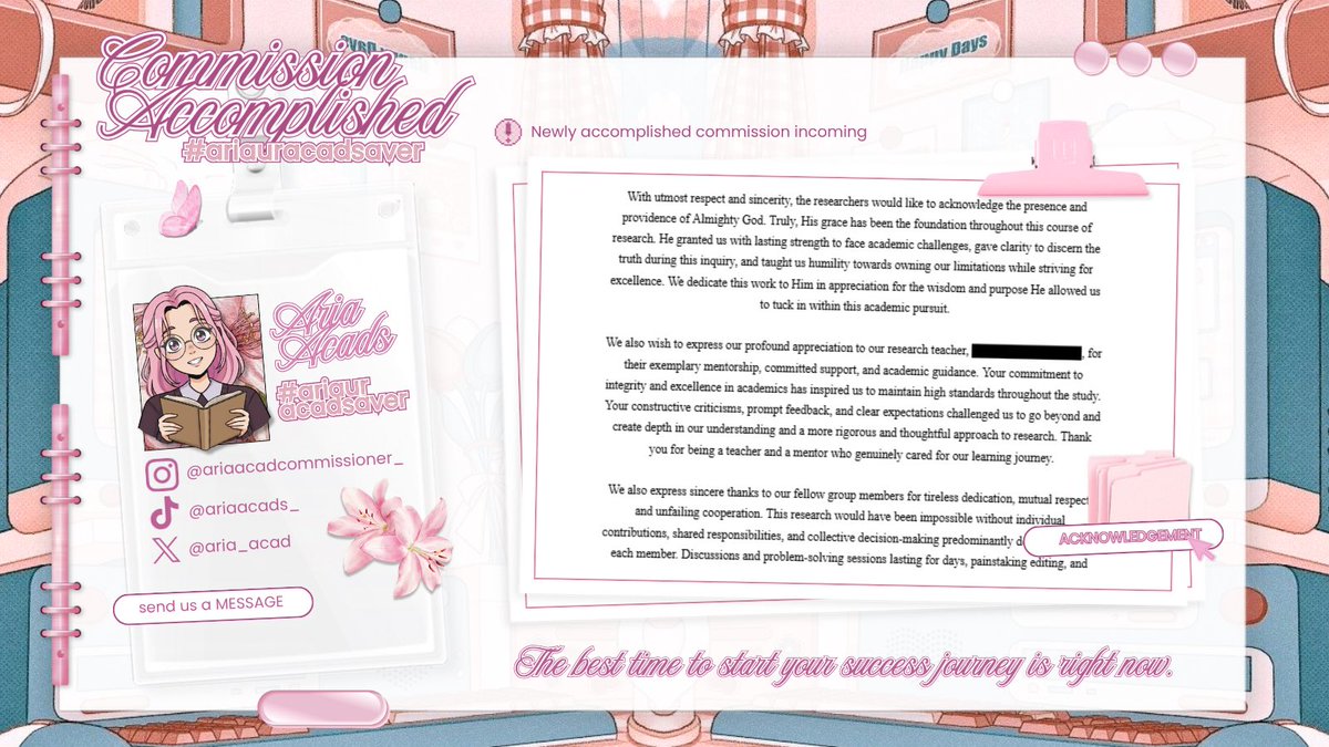 aria_acad's tweet photo. ˗ˋˏ ♡ ˎˊ˗   #completedbyaria 

👩‍💻 Aria Acads is now available for academic commission. Accepting rush to non-rush, light and heavy task.

Shoot me a DM and let's get started. 📬

──★ ˙🧷 ̟ !! 

#commissioner #commstwt
#commissionsopen #commissions #studytwt #research #thesis https://t.co/DdvBOZsRJd