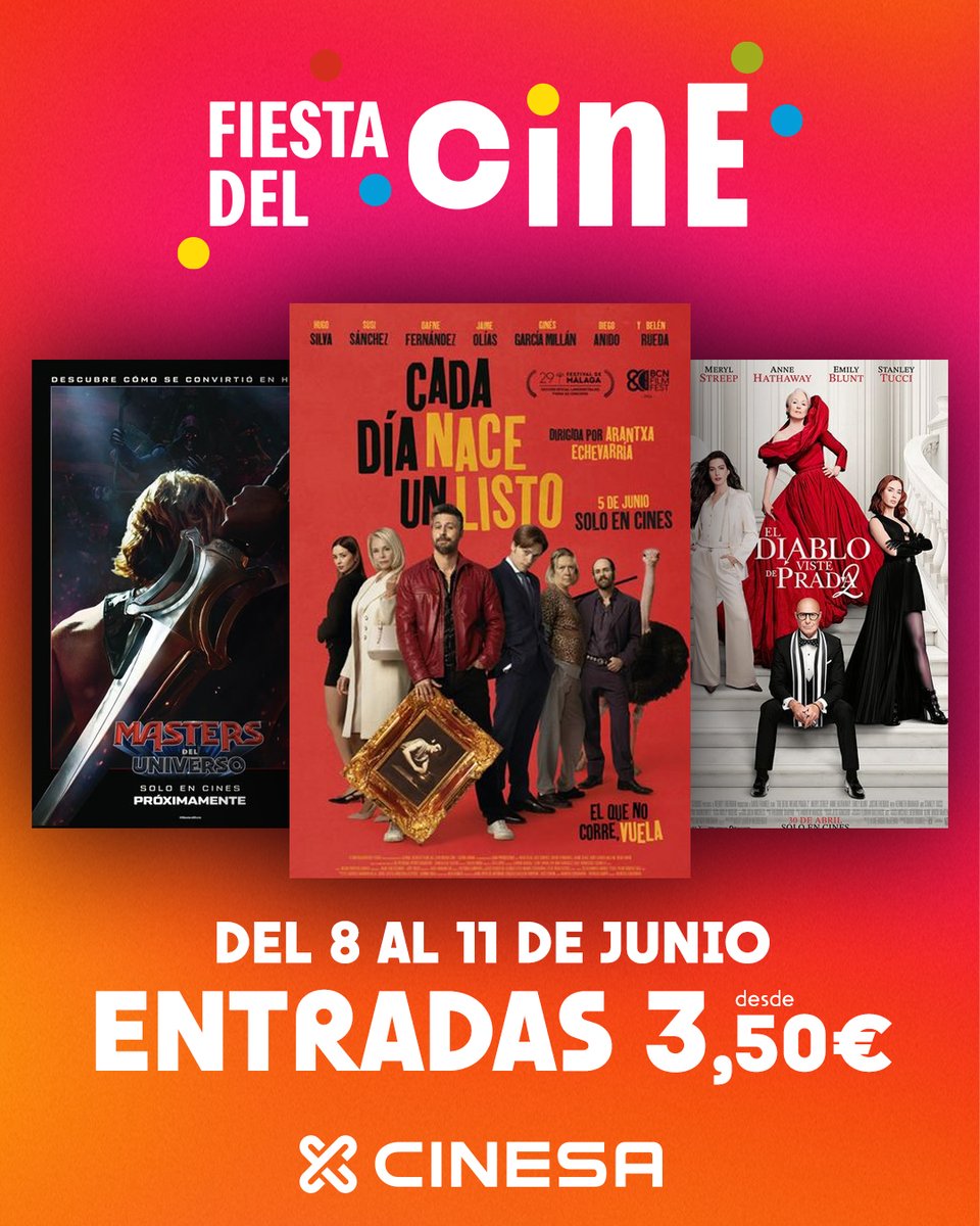 Cinesa's tweet photo. Menos drama y más cine 🥳
La #FiestadelCine te espera en la gran pantalla de #Cinesa 🙌
¡Todos los estrenos a un precio increíble!
https://t.co/NLYcT2CPuL https://t.co/anoJaYnvPA
