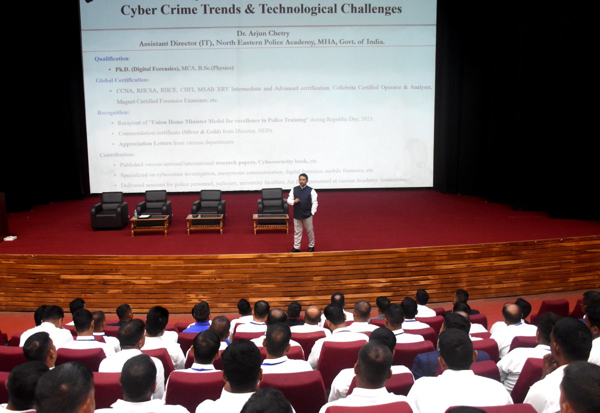 NEPA_GoI's tweet photo. Dr. Arjun Chetry, Assistant Director (IT), NEPA, interacted with the participants of Module on "Cyber Crime Investigation". https://t.co/52GQb7J7x1