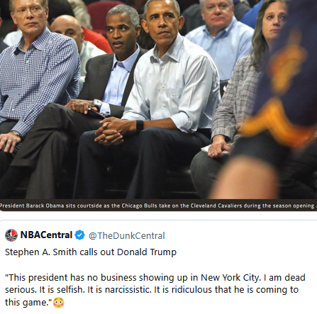USGInvestigate's tweet photo. Stephen A. Smith calls out Obama: "The President has no business showing up to a basketball game." Oh wait. https://t.co/F2xPiZMKkZ