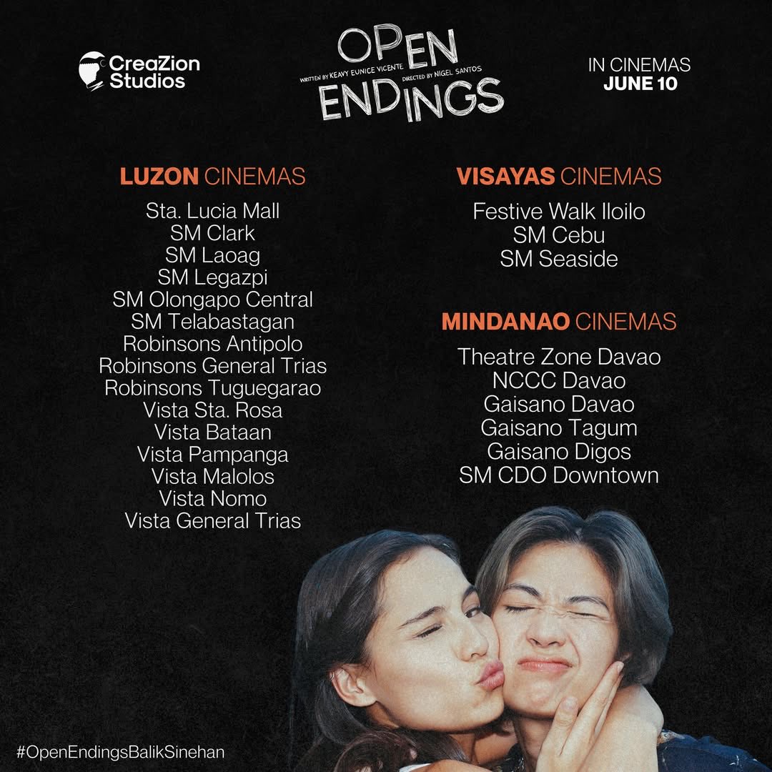 reply88s's tweet photo. 46 cinemas for @openendingsfilm's nationwide release tomorrow, June 10. #1 Box Office Film of last year's Cinemalaya. Best Ensemble. 

☹️ hayz :// #OpenEndingsMoreSinehan ‼️ https://t.co/l6SfZgNtEs