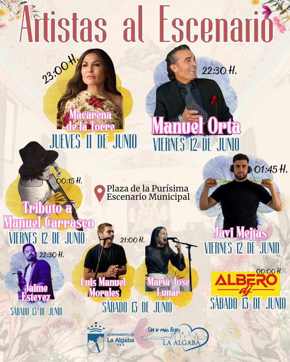 Ayto_algaba's tweet photo. 🔸Artistas en el escenario de esta Romería 2026 https://t.co/zFRh3x7F3a