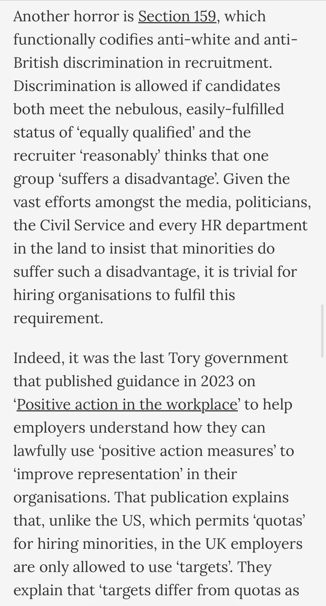 ShipleyWrites's tweet photo. As I wrote in @PimlicoJournal today, it is already legal to discriminate against White people. https://t.co/z7BrTpoybj