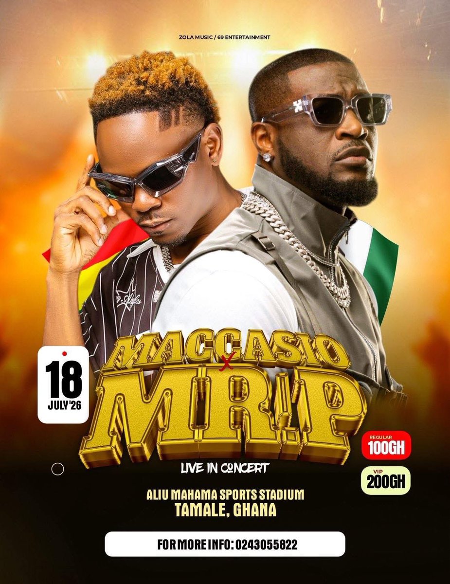 maccasio1's tweet photo. COME WITNESS GREATNESS. 18th July .. inside tamale sports stadium with @PeterPsquare https://t.co/b9ZlHoJrAl