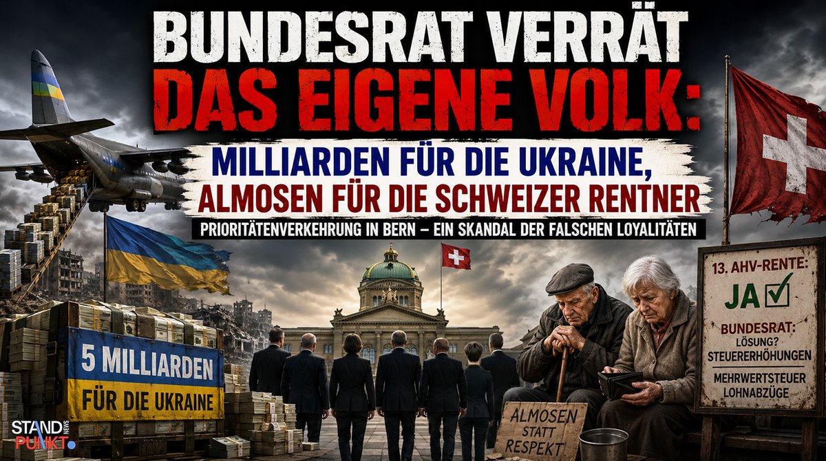 StandPunkt_News's tweet photo. Bundesrat verrät das eigene Volk: Milliarden für die Ukraine, Almosen für die Schweizer Rentner

Prioritätenverkehrung in Bern – ein Skandal der falschen Loyalitäten

Der Bundesrat schiebt fünf Milliarden Franken für die Ukraine durch, während die 13. AHV-Rente die Schweizer Steuerzahler selbst finanzieren soll. Diese bittere Realität enthüllt eine tiefe Kluft zwischen der Regierung und dem Volk, das sie eigentlich zu vertreten hat. Statt die eigenen Bürger zu schützen und ihre hart erarbeiteten Sozialwerke zu sichern, verschenkt Bern Milliarden an ferne Konflikte – und lässt die Rentner im Regen stehen.

Volksverrat durch falsche Prioritäten

Es ist höchste Zeit, den Ukraine-Geldhahn zuzudrehen. Die 13. AHV-Rente, von der Bevölkerung in einer Volksabstimmung klar befürwortet, kostet anfangs rund vier Milliarden Franken jährlich und steigt weiter. Statt diese Ausgabe aus bestehenden Bundesmitteln zu stemmen, greift der Bundesrat zu Steuererhöhungen bei Mehrwertsteuer und Lohnabzügen – also direkt ins Portemonnaie der arbeitenden Schweizer. Gleichzeitig stehen Milliarden für den Wiederaufbau der Ukraine bereit. Das ist keine blosse Fehlplanung, sondern ein systematischer Verrat am eigenen Volk. Der Bundesrat stellt fremde Interessen über die Bedürfnisse der Rentnerinnen und Rentner, die ein Leben lang in die AHV eingezahlt haben.

Diese Haltung zeugt von einer Regierung, die sich von ihrem Volk abgekoppelt hat. Anstatt die Souveränität der Schweiz und das Wohl der eigenen Bevölkerung zu wahren, dient sie einer internationalistischen Agenda, die Landesinteressen hintanstellt. Der nichtsnutzige Bundesrat denkt dabei vor allem an die eigene Karriere – an eine nahtlose Weiterführung in den Strukturen einer zentralistischen «EUdSSR», wo ideologische Treue mehr zählt als Verantwortung gegenüber den Schweizer Bürgern.

Ideologische Verseuchung und die wahre Agenda

Noch tiefer geht der Skandal: Die Regierung ist von einer sozialistisch-marxistisch-leninistischen Ideologie durchdrungen, die das eigene Land als nachrangig betrachtet. Statt pragmatisch und neutral zu handeln, wie es die schweizerische Tradition verlangt, folgt sie einer globalistischen Doktrin, die an einen Teufel der Entwurzelung und der Selbstaufgabe gemahnt. Grenzenlose Solidarität nach aussen, knauserige Sparsamkeit nach innen – das ist das Rezept, das die AHV schwächt und die Steuerlast für die arbeitenden Generationen erhöht.

Stimmen aus der Bevölkerung und kritischen Kreisen machen das deutlich: Viele Schweizer empfinden es als blanken Hohn, dass für korrupte Strukturen im Ausland grosszügig gespendet wird, während die eigene Altersvorsorge zum Spielball politischer Manöver verkommt. Der Bundesrat opfert damit nicht nur finanzielle Stabilität, sondern auch das Vertrauen des Volkes in seine Institutionen. Es ist ein Akt des Landesverrats, der die Schweiz schleichend entmachtet und ihrer Identität beraubt.

Zeit für eine Wende

Die Schweiz braucht eine Politik, die zuerst an ihre eigenen Leute denkt. Die 13. AHV-Rente darf nicht auf dem Buckel der Steuerzahler ausgetragen werden, während Milliardenpakete fürs Ausland geschnürt werden. Höchste Zeit, den Kurs zu korrigieren – im Interesse des Volkes und nicht im Dienste fremder Ideologien.

___

Folge StandPunkt, um hinter die Kulissen zu sehen:

📱  https://t.co/MAg7i39kOn
𝕏 https://t.co/XPvXVywXRm
ⓕ https://t.co/wtnyKG9s2R