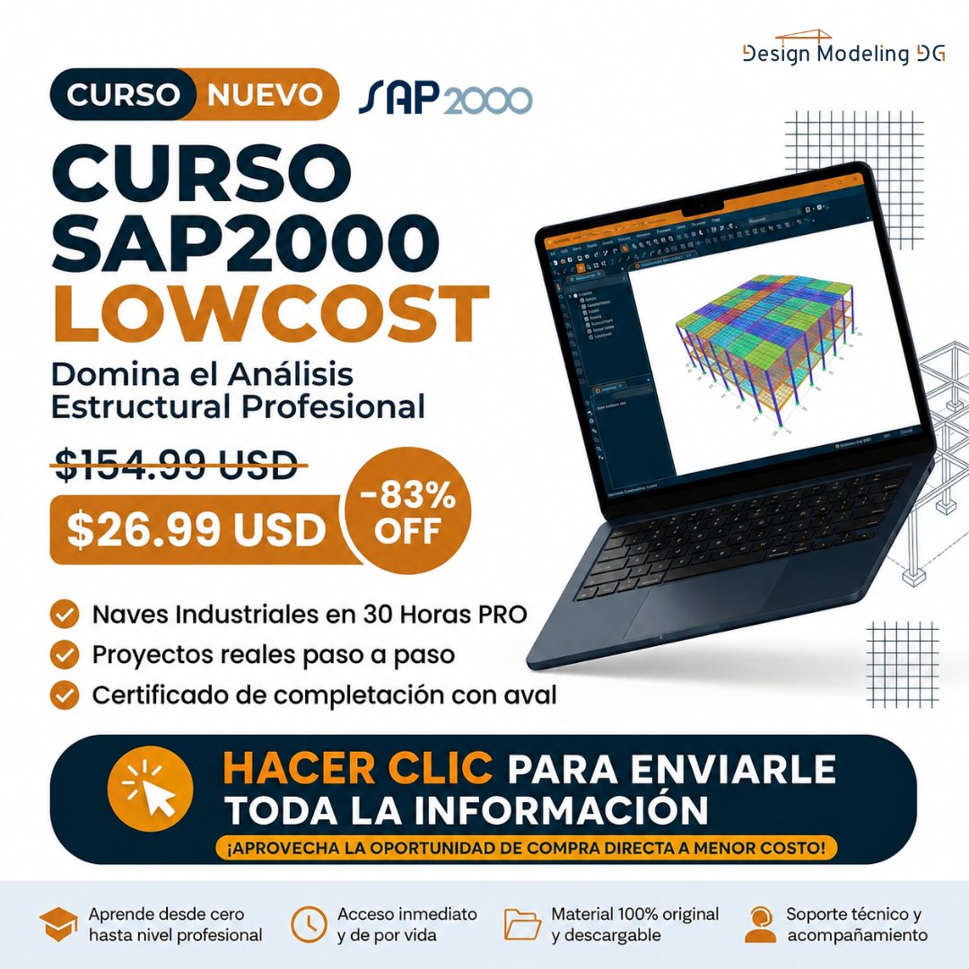 DgModeling's tweet photo. 🏗️ Domina SAP2000 con proyectos reales y aprende análisis estructural de forma práctica.

🔥 83% OFF | Solo $26.99 USD
🌐 https://t.co/ma9l0t0XQo

📲 https://t.co/yrCcnaQcJ3 https://t.co/rPhXfqa8lC