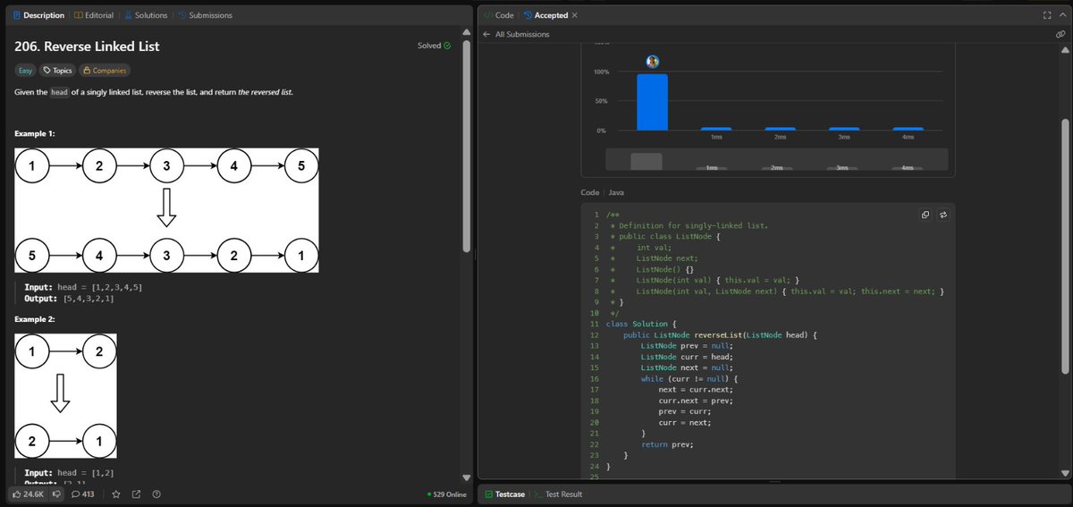 Koki_4241's tweet photo. Day 9/45 — #SDESheetChallenge

✅ Reverse a Linked List
✅ Find Middle of Linked List
✅ Merge Two Sorted Lists

Linked Lists looked scary at first.

Today, they finally started making sense. 😄

@takeUforward_
@striver_79

#LeetCode #DSA #takeuforward https://t.co/O7KHqZtk3U