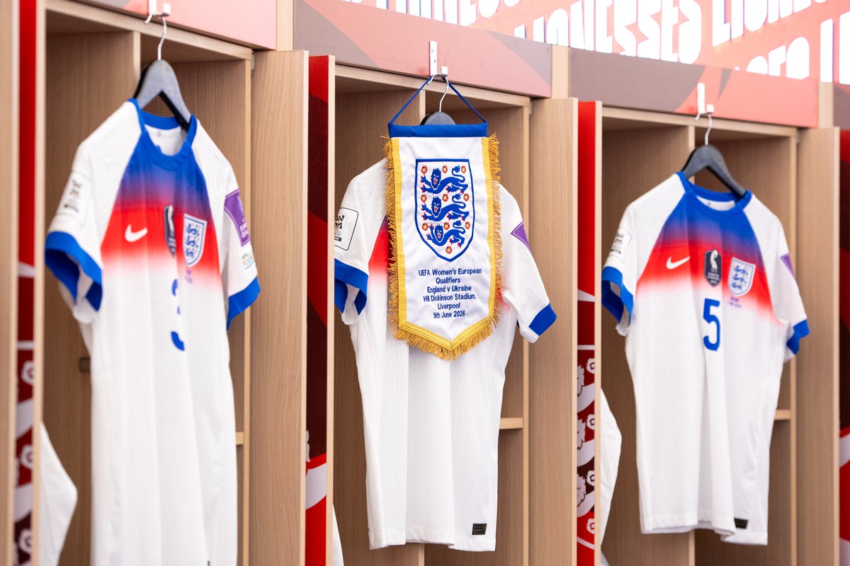 EvertonStadium's tweet photo. 👕 The first England team in the Hill Dickinson Stadium changing rooms. https://t.co/bnw2jM3V3m