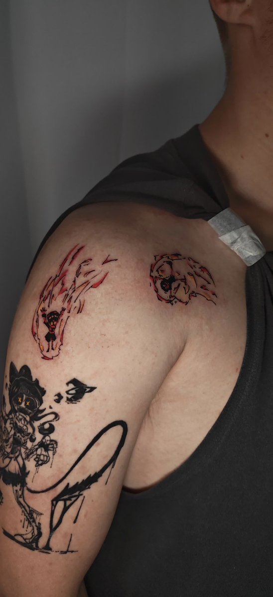 GermanPatriot44's tweet photo. Added these two little squirts to my arm this afternoon. They came out so much better than I could’ve possibly imagined!

Seen as I have Cyn’s VA’s approval, @kovox &amp; @ElsieLovelock, opinions?

#murderdrones #tattoo #serialdesignationn #uzidoorman #glitchproductions https://t.co/1FUaUIqIOn