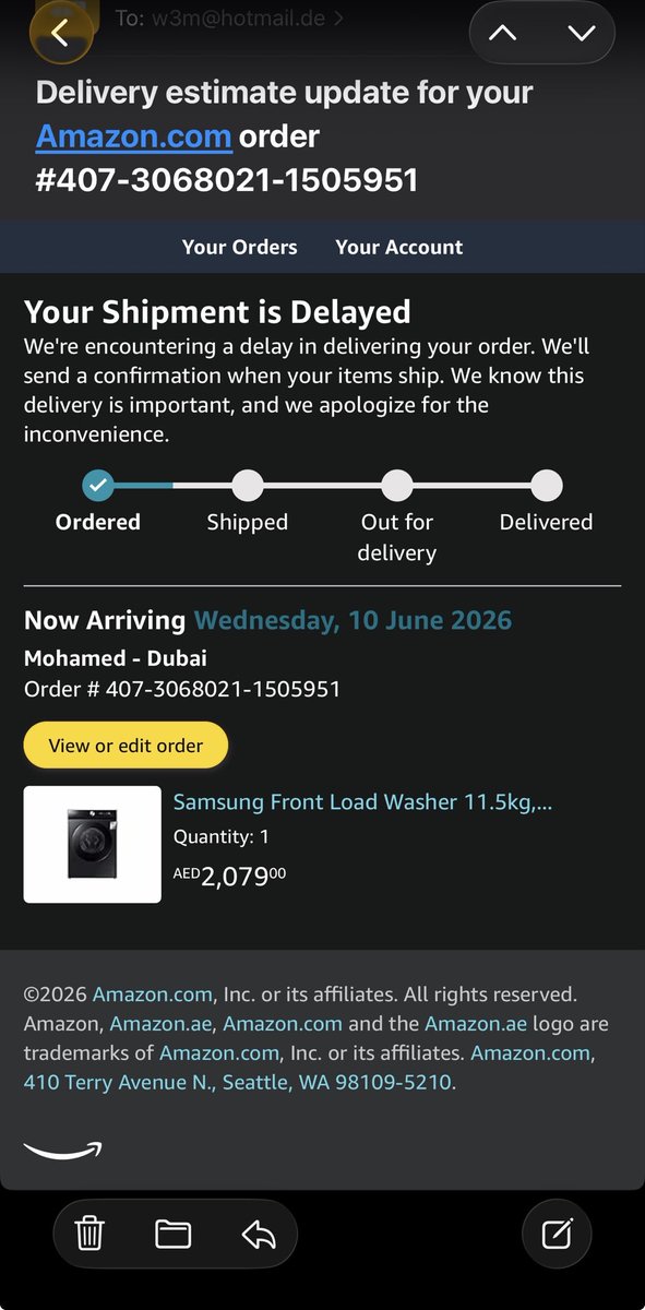 mojrdw8m's tweet photo. @AmazonAE Why was my account closed and suspended? How can I contact you in writing? https://t.co/wrjEEDrzz6