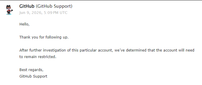 xFanly's tweet photo. Fuck you, GitHub. https://t.co/sLXWscKfBo