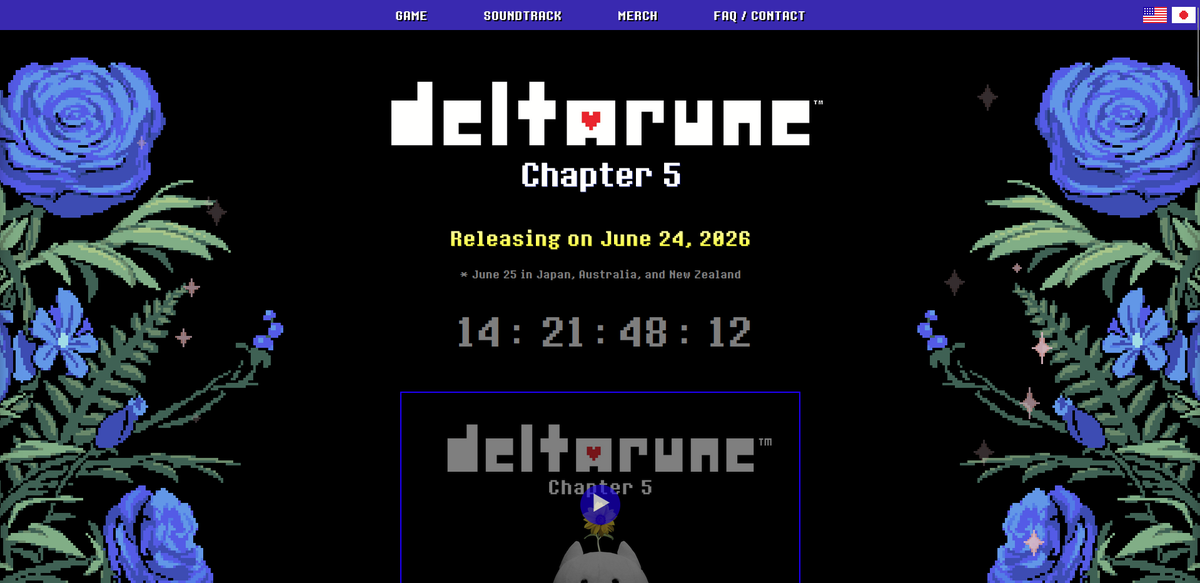 SkyanUltra's tweet photo. the main page for deltarune got updated!!

also on that same topic: blue roses symbolize impossibility and mystery. this implies that toby fox is scary and mysterious https://t.co/saS4hBjdnZ
