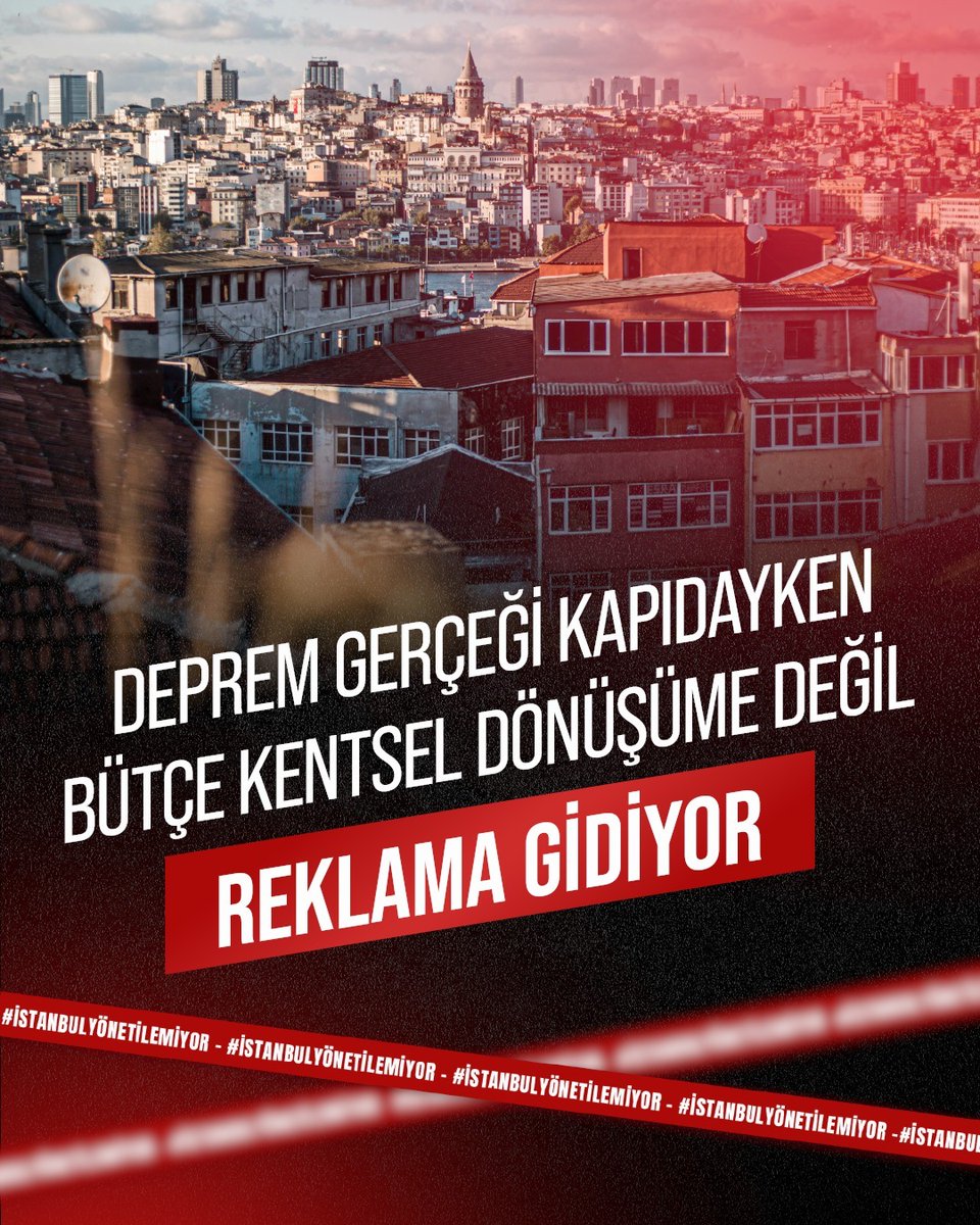 akkadinistanbul's tweet photo. ❌ CHP'li İBB'nin borcu 261 Milyar TL'ye ulaştı, İstanbul borç batağında!

❌ Deprem gerçeği kapıdayken bütçe kentsel dönüşüme değil, reklama gidiyor!

❌ Sosyal yardıma 3 Milyar TL, kiralık araçlara 4,8 Milyar TL harcanmış!

❌ Metro kredisi etkinliğe harcanmış!

İstanbul'da trafikten altyapıya, ulaşımdan kentsel dönüşüme kadar vatandaşın her gün yaşadığı sorunlar büyüyor; çözümler ise gecikiyor.

❗#İstanbulYönetilemiyor