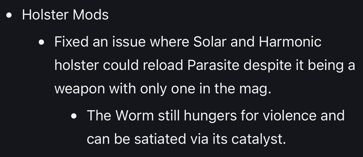 chfloyd9's tweet photo. I’ve always appreciated the comedy in the patch notes @Destiny2Team 
This is why I read them myself every time, thank y’all for making something mundane actually entertaining https://t.co/Be76aCv8E9