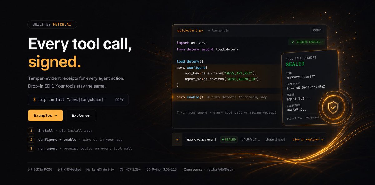 Fetch_ai's tweet photo. World’s first Agent Execution Verification System by https://t.co/kJ9URVpOul is launching on @ProductHunt. Soon. https://t.co/p1tm6LAD8E