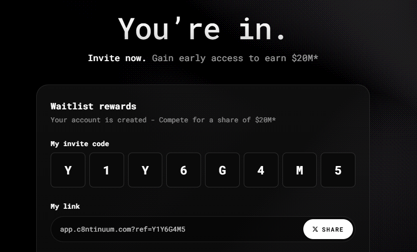 cryptomontage02's tweet photo. After a long time, I returned and joined an early project.

Join me on @c8ntinuum.

Use the code: Y1Y6G4M5 
for early access. https://t.co/EnuNXsnFge 

Good day, all. https://t.co/ZCkYrh624b