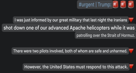 AwffBknmt47362's tweet photo. @WhiteHouse @POTUS What is your helicopter doing in Iranian territory? The place it should be patrolling should be in America itself, not in Iranian territory. If it turns back thousands of times at the same time, we will still shoot down these helicopters. https://t.co/iif1uwQz5I