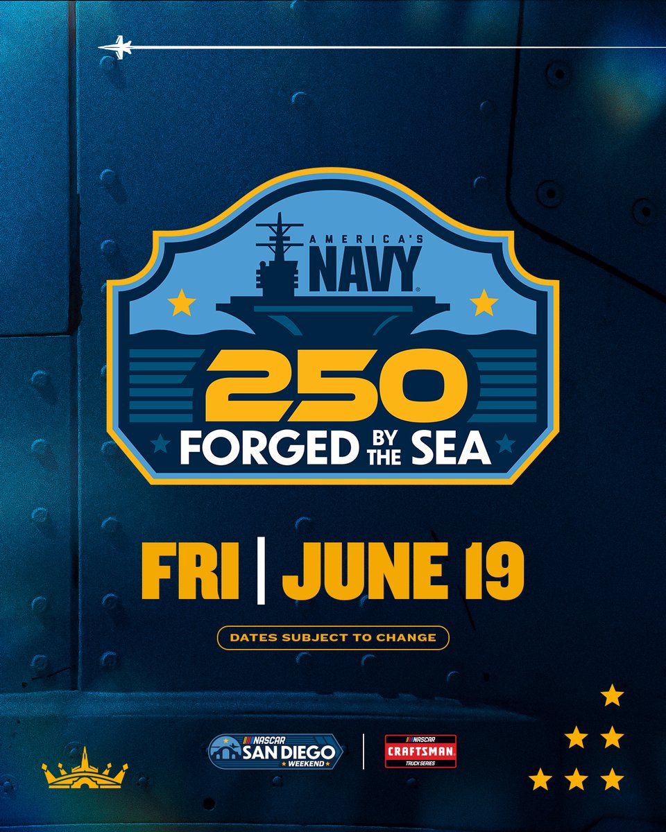 NASCARSanDiego's tweet photo. We're excited to kick off race weekend with @NASCAR_Trucks &amp; the Navy 250, commemorating the 250th anniversary of the @USNavy! https://t.co/Lba9BPGHq5