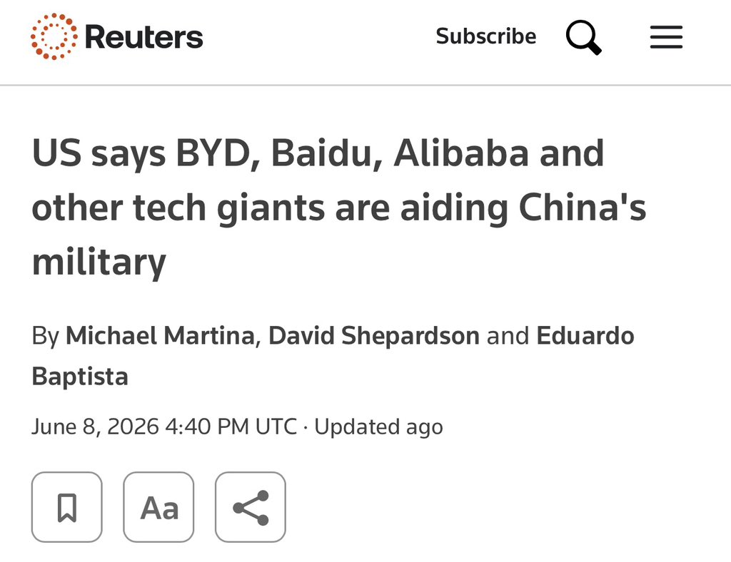 elmercurioAON's tweet photo. 🇺🇸 En Reuters publican una lista de empresas chinas que estarían trabajando con el ejército chino.

Grupos antichinos aseguran que trabajan contra los intereses de EEUU y piden que las que coticen en las bolsas de EEUU deberían ser retiradas de inmediato de la cotización y sus productos deberían ser eliminados de las cadenas de suministro de las que depende EEUU.
