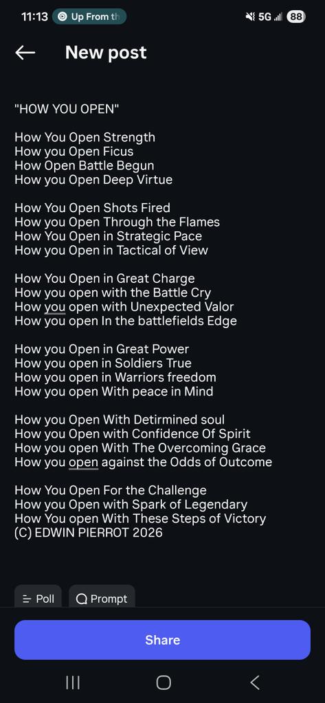 edwinpierrot13's tweet photo. "HOW YOU OPEN"
@CallofDuty @PlayCODMobile
#Poetry #Poem #Songwriting #CountryMusic #Inspiration #Motivation #CallofDuty #CODMobile #callofdutymobile #COD #codm #gaming #onlinegaming #gamer #gameon #SoldierUp #tothebattlefield #nevergiveup #TryYourBest https://t.co/pNKOnJytxk