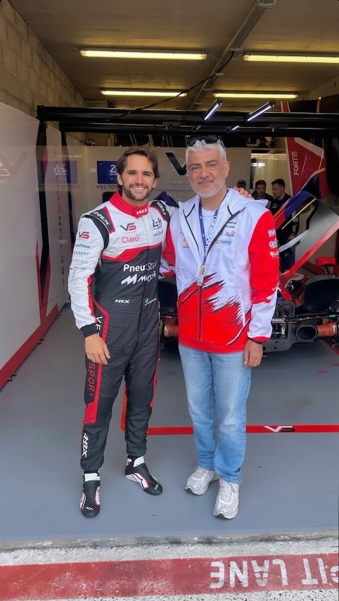 ajithFC's tweet photo. Ajith sir with F1 racer Pietro Fittipaldi at france, LeMans series. 

| #Ajith #Ajithkumar | #AjithKumarRacing | #TeamVirage | #LeMansCup | https://t.co/xMujr6oAwE