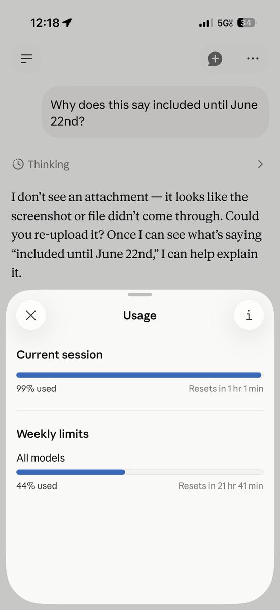 michaeljboeding's tweet photo. @claudeai One message used 99% of my usage lol? $100 dollar plan. https://t.co/wdNEIGncwH