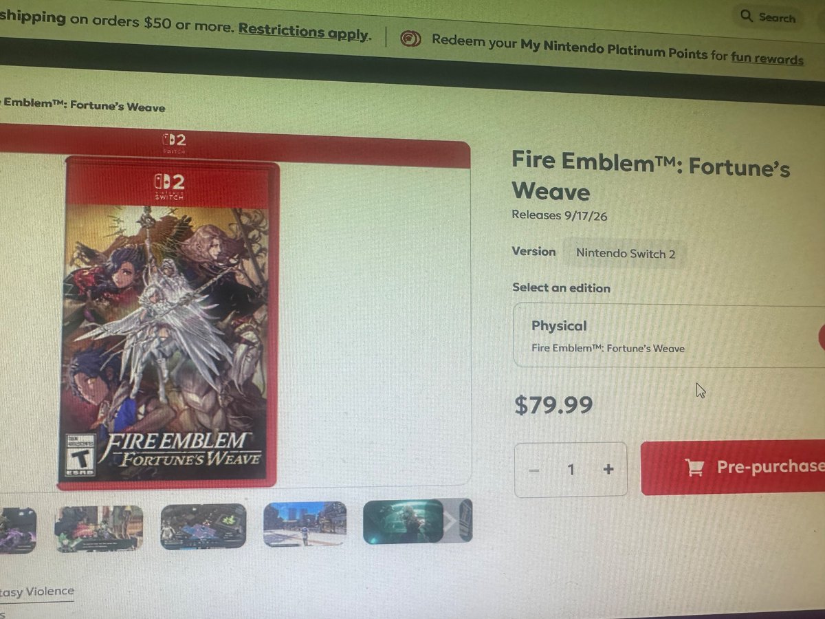 RyderPWS's tweet photo. Good lord, dude. $80 for the physical version of Fire Emblem? 

The downside of variable pricing… https://t.co/5kJB5dUr0u