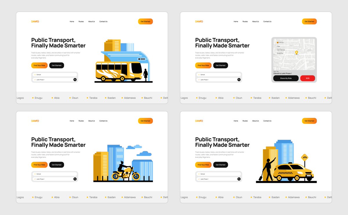 amabel_essence's tweet photo. DANFO is slowly coming to life. 

From research to wireframes and now hero section explorations. It's exciting seeing the vision take shape one screen at a time.

#UIUX #DANFO #DesignInPublic https://t.co/9m6Felimav