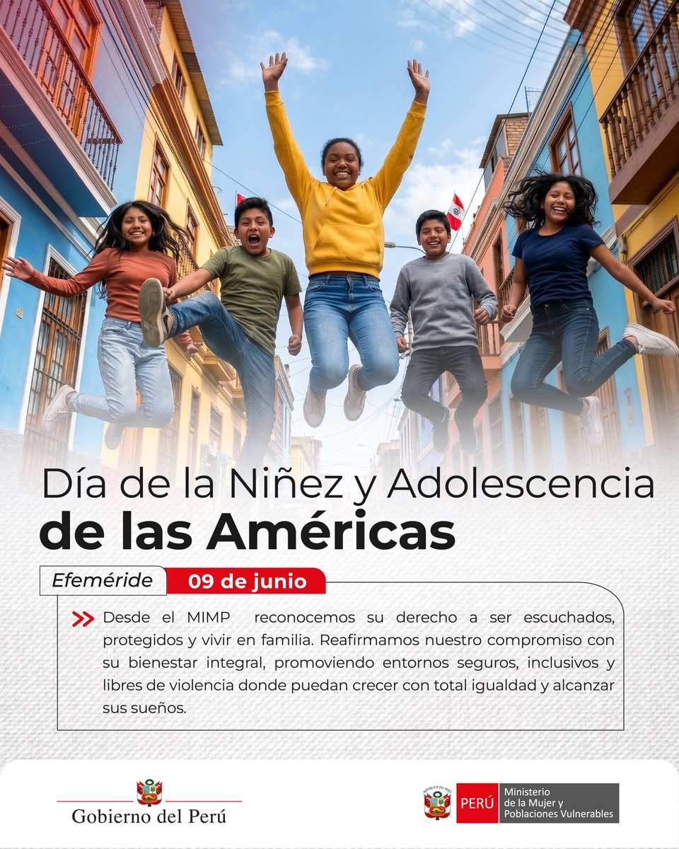 MimpPeru's tweet photo. ✨ Sus voces cuentan. Sus sueños importan. Su bienestar es nuestra prioridad.

En el Día de la Niñez y Adolescencia de las Américas, renovamos nuestro compromiso de seguir construyendo un país donde cada niña, niño y adolescente crezca protegido en familia y con oportunidades https://t.co/EU2g7SU9vj