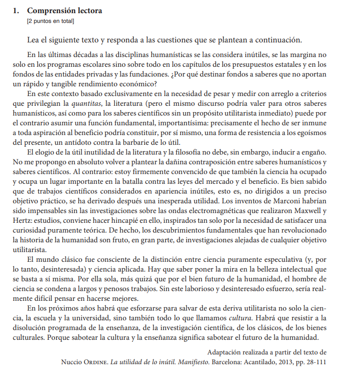 Dr_MarioLM's tweet photo. Ha salido Nuccio Ordine en las PAU de Lengua Castellana de este año. 

Me congratula profundamente. https://t.co/mVyZcUDbVr