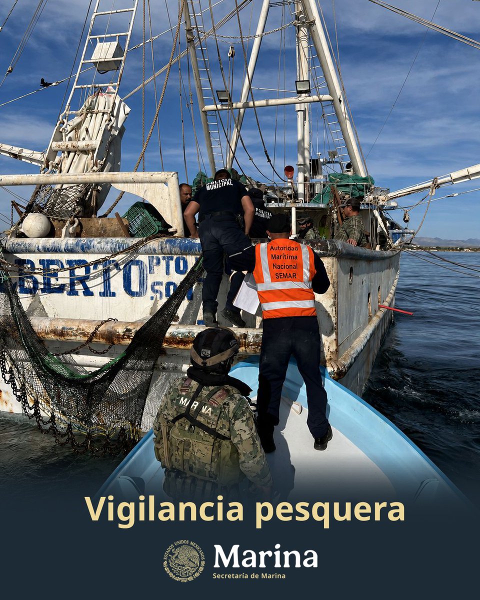 SUBSEAMP's tweet photo. #SabíasQue

La Secretaría de Marina #SEMAR lleva a cabo la vigilancia pesquera en México en estrecha coordinación con la Comisión Nacional de Acuacultura y Pesca #CONAPESCA y la Procuraduría Federal de Protección al Ambiente #PROFEPA; su objetivo principal es combatir la pesca ilegal, proteger los ecosistemas marinos y vigilar el cumplimiento de las vedas.