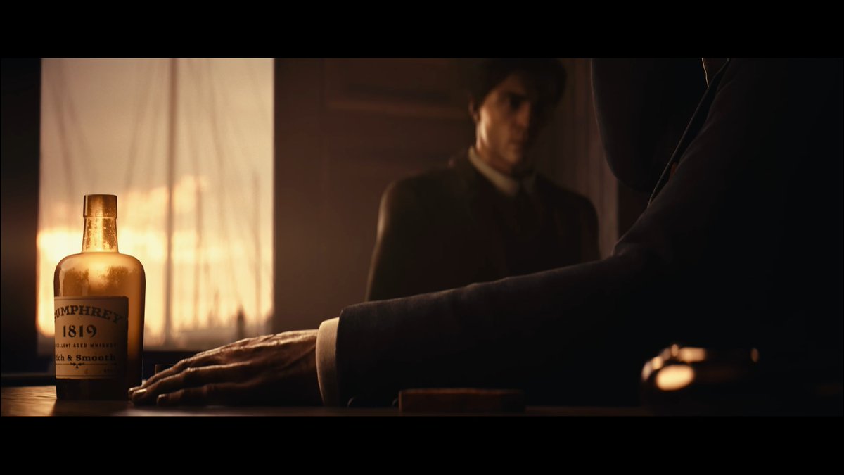 MafiaGameVideos's tweet photo. Fun fact: In the DLC 'Man of Honor' teaser trailer we can see Salieri drinking Humphrey whiskey. The Humphrey brand is present in Mafia: Definitive Edition, Mafia 2, Mafia 3. https://t.co/5w0PzUbZeF